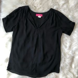 Police and Sebastian flowy short sleeve black top